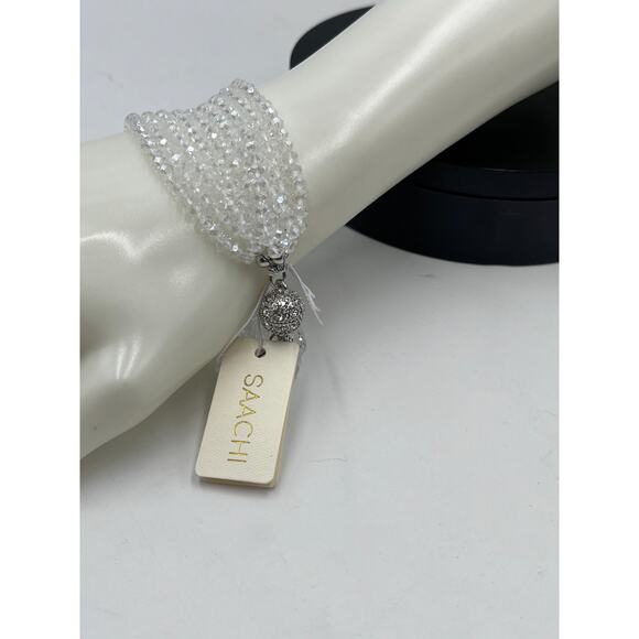 Saachi multi-strand white crystal bracelet with sparkling magnetic closure New - Picture 6 of 10